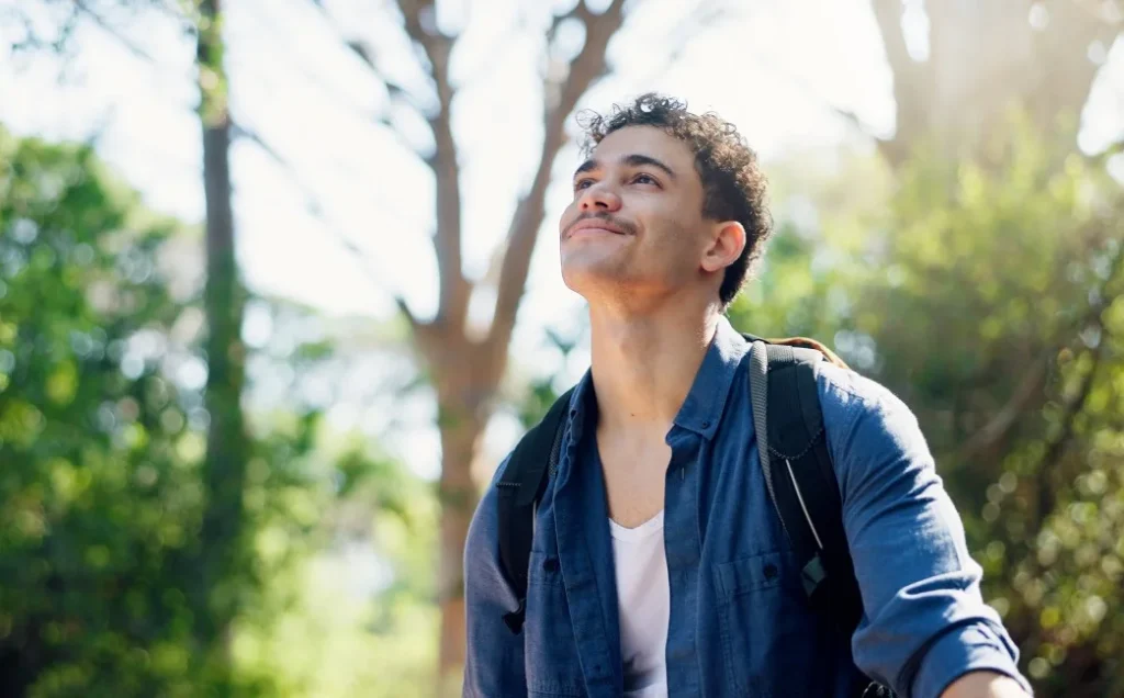 Man outside smiling